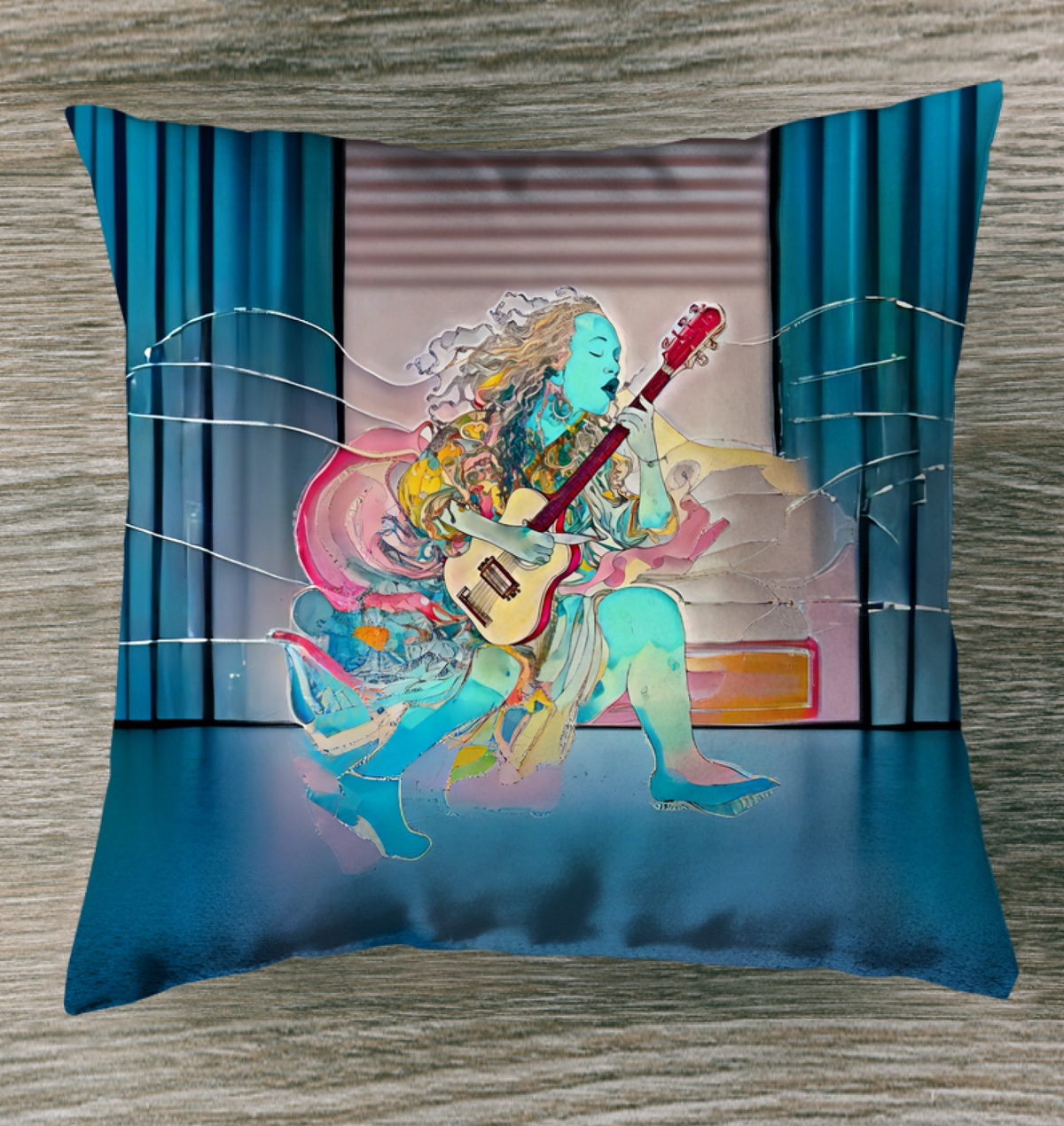 Groovy Garden Indoor Pillow showcasing colorful floral patterns.