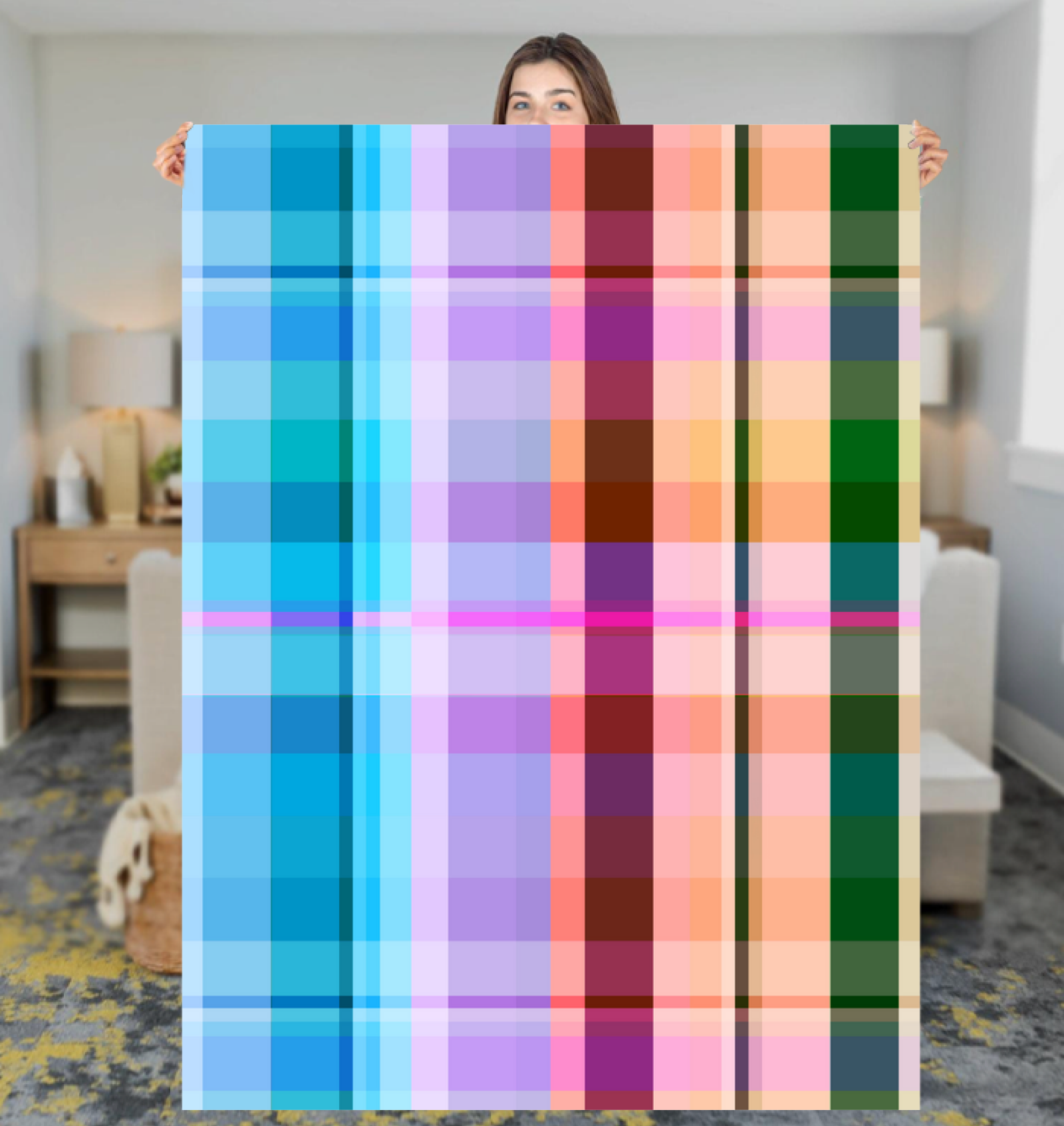 Snuggle under the colorful warmth of the Prism Fusion Sherpa Blanket, a cozy addition to any room.