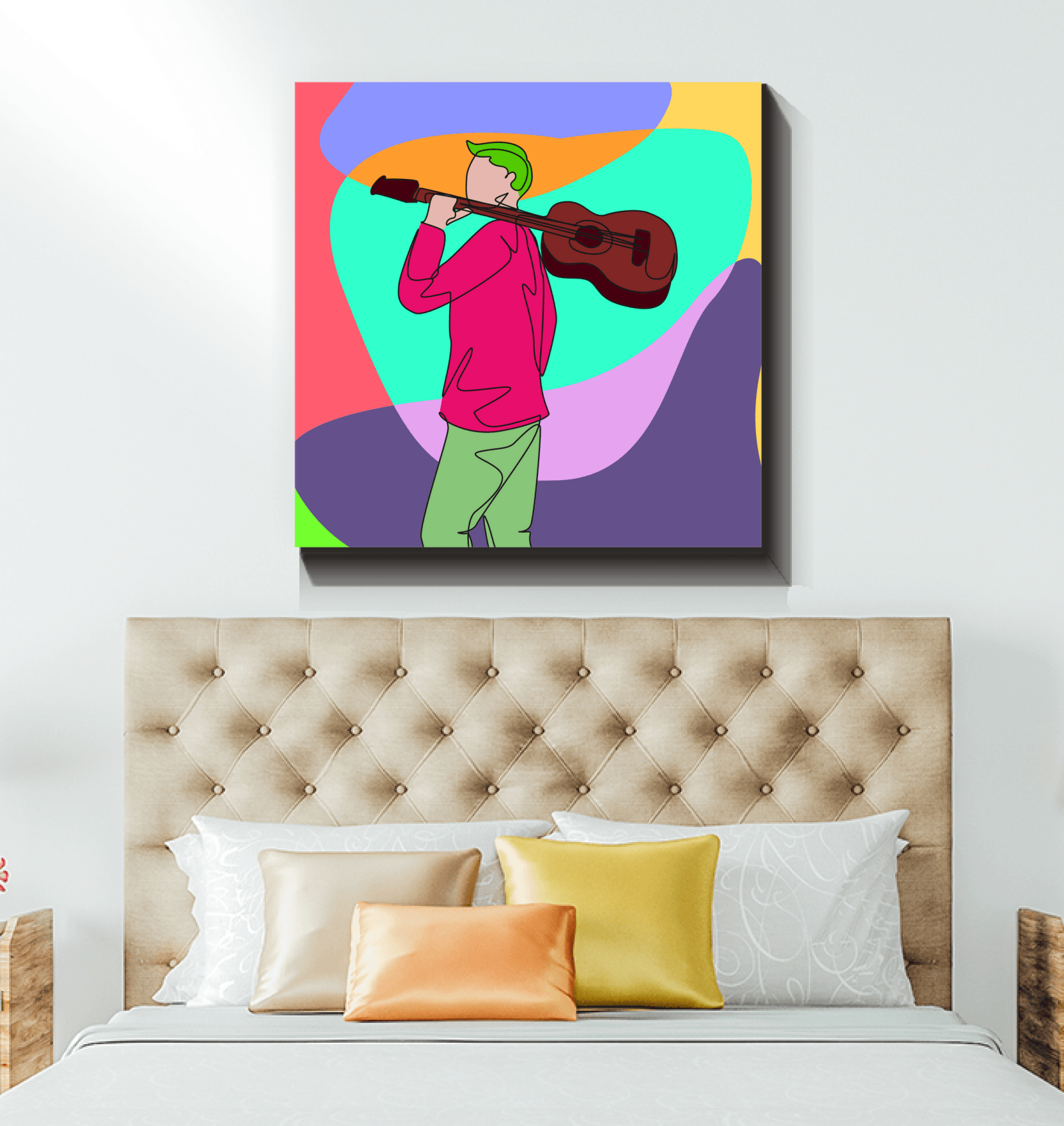 a man With A Guitar At Half Speed1 Wrapped Canvas - Beyond T-shirts