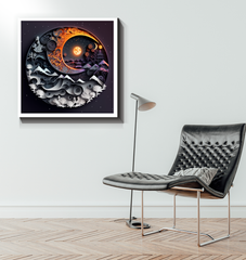 Decorative canvas with Zen Garden and yin-yang design.