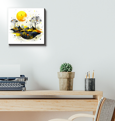 Serene Sunset Landscape Illustrated Canvas