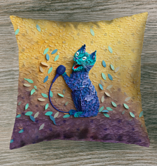 Outdoor pillow with Artistic Aviary Flight design.