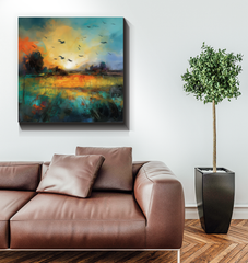 Golden Hour by the Lake Wrapped Canvas