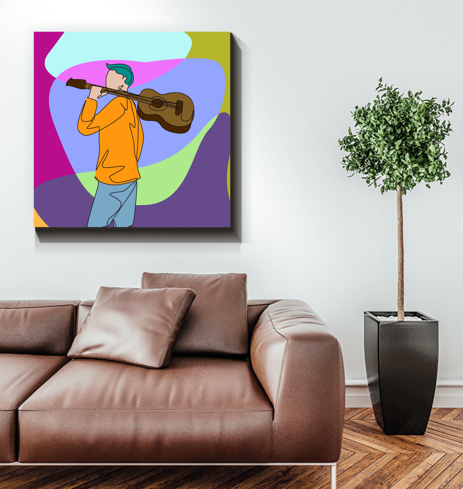 A Man With A Guitar At Half Speed1 Wrapped Canvas - Beyond T-shirts