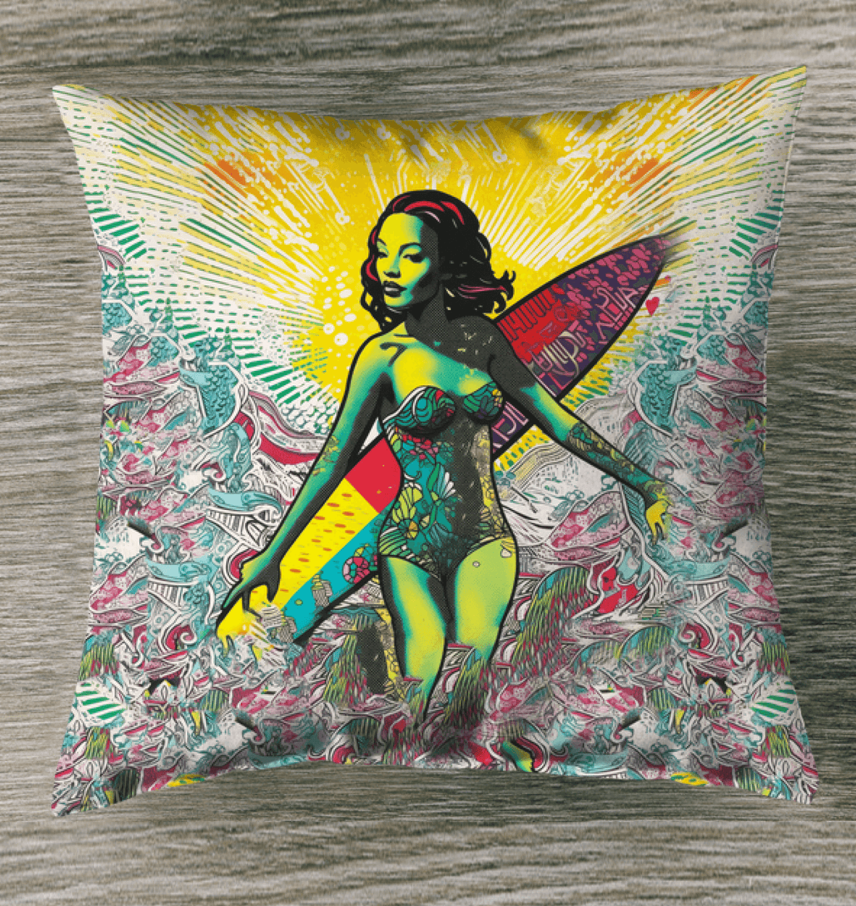 Surfing 1 52 Outdoor Pillow - Beyond T-shirts