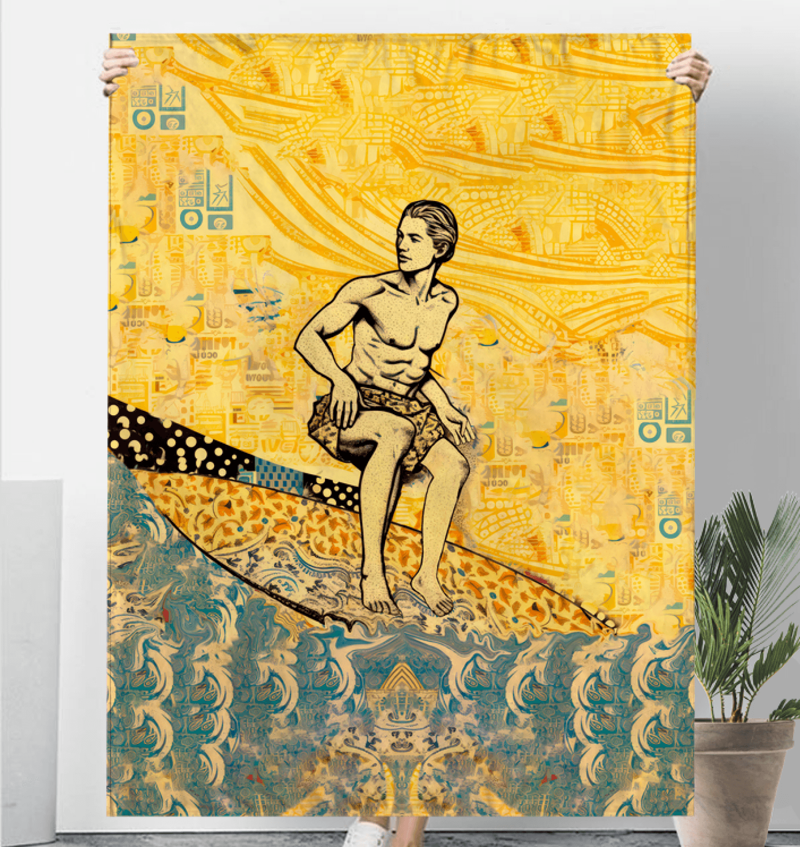 Surfboard Silhouettes Sherpa Blanket - Beyond T-shirts