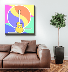 Guitar Line Art 1 Wrapped Canvas - Beyond T-shirts