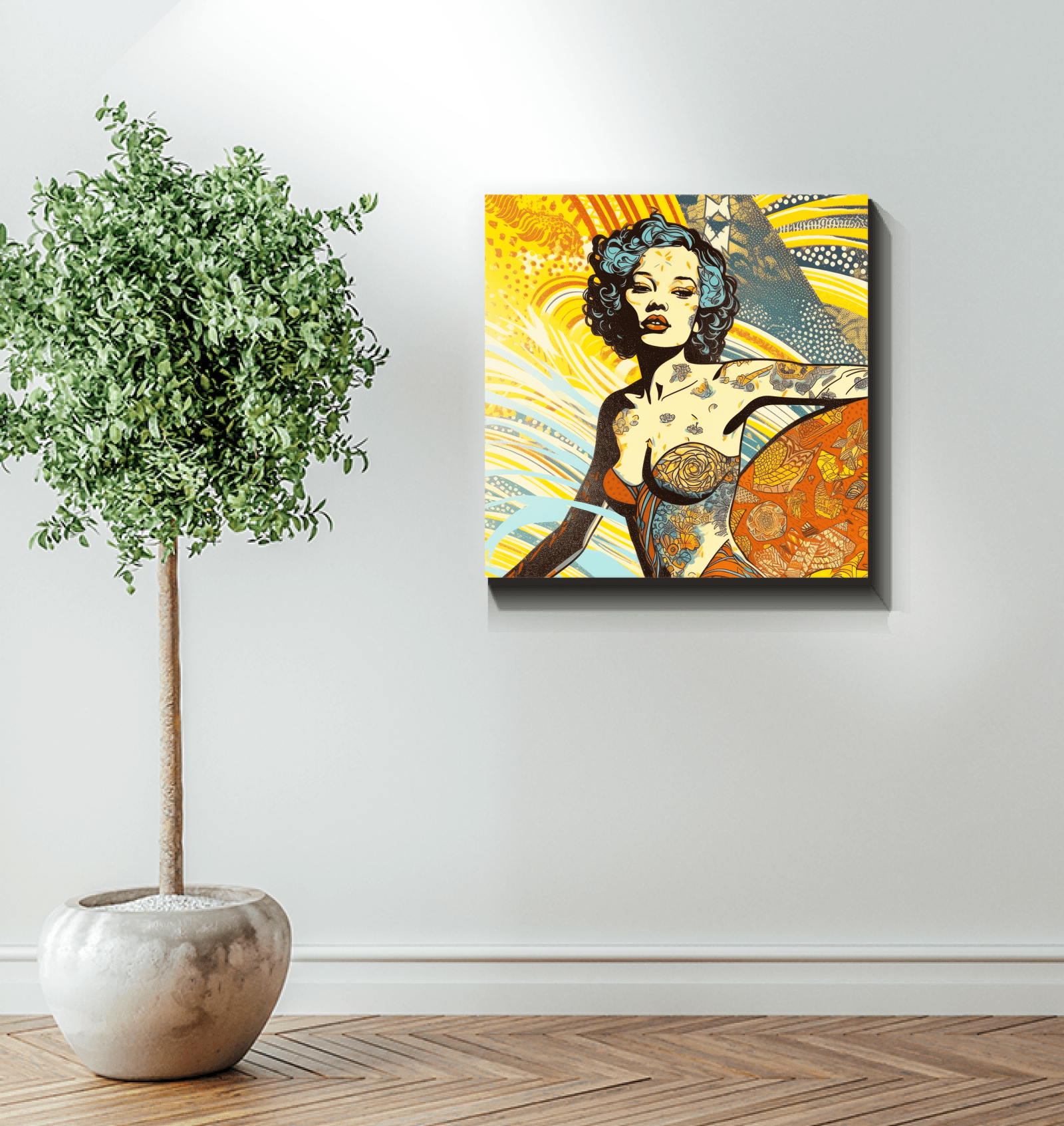 Surfing 5 28 Canvas showcased on wall