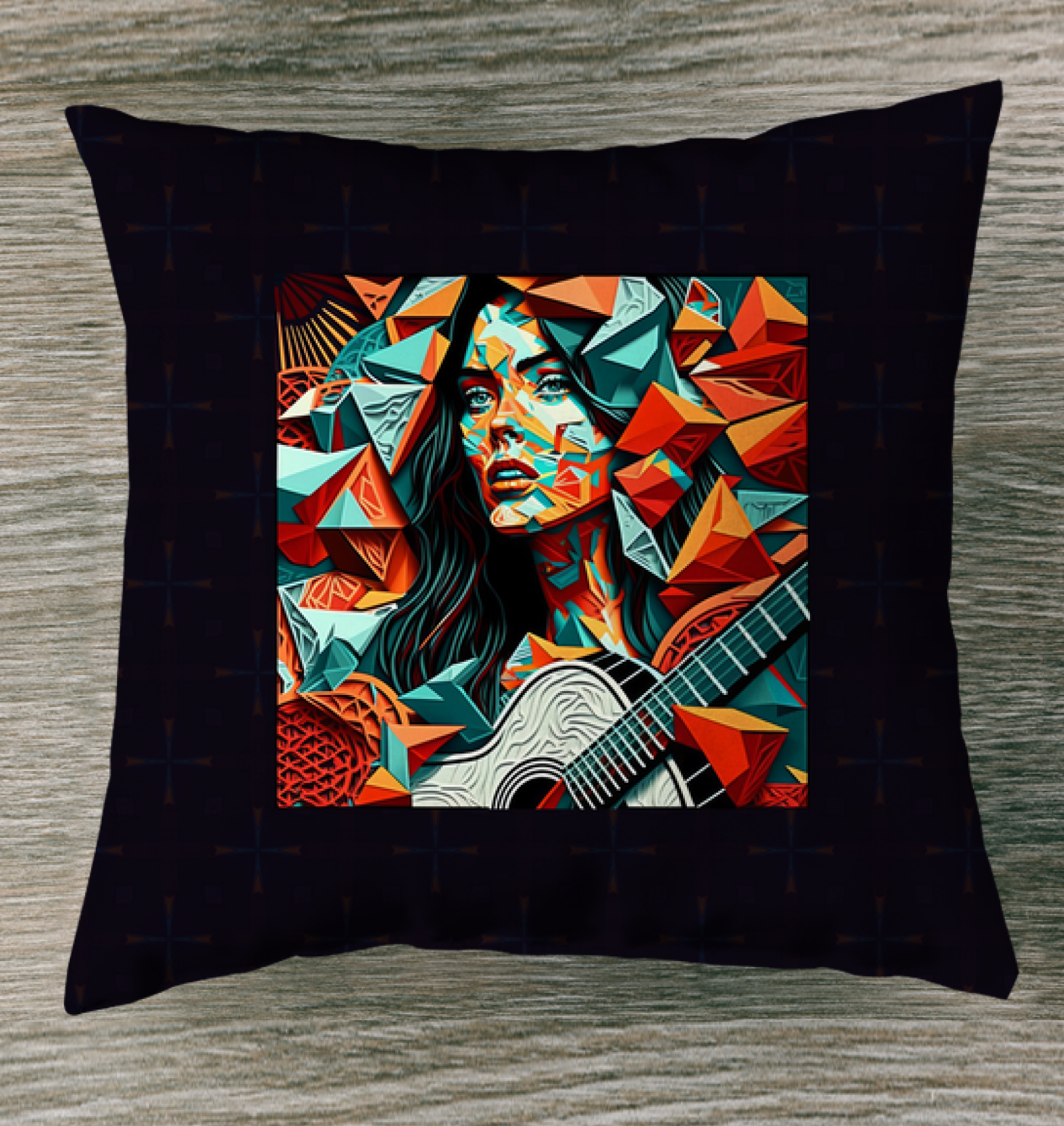 Prodigy's indoor pillow with vibrant patchwork design and soft texture