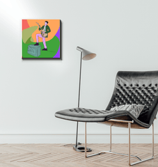 Guitar Player With A Combo Box1 Wrapped Canvas - Beyond T-shirts