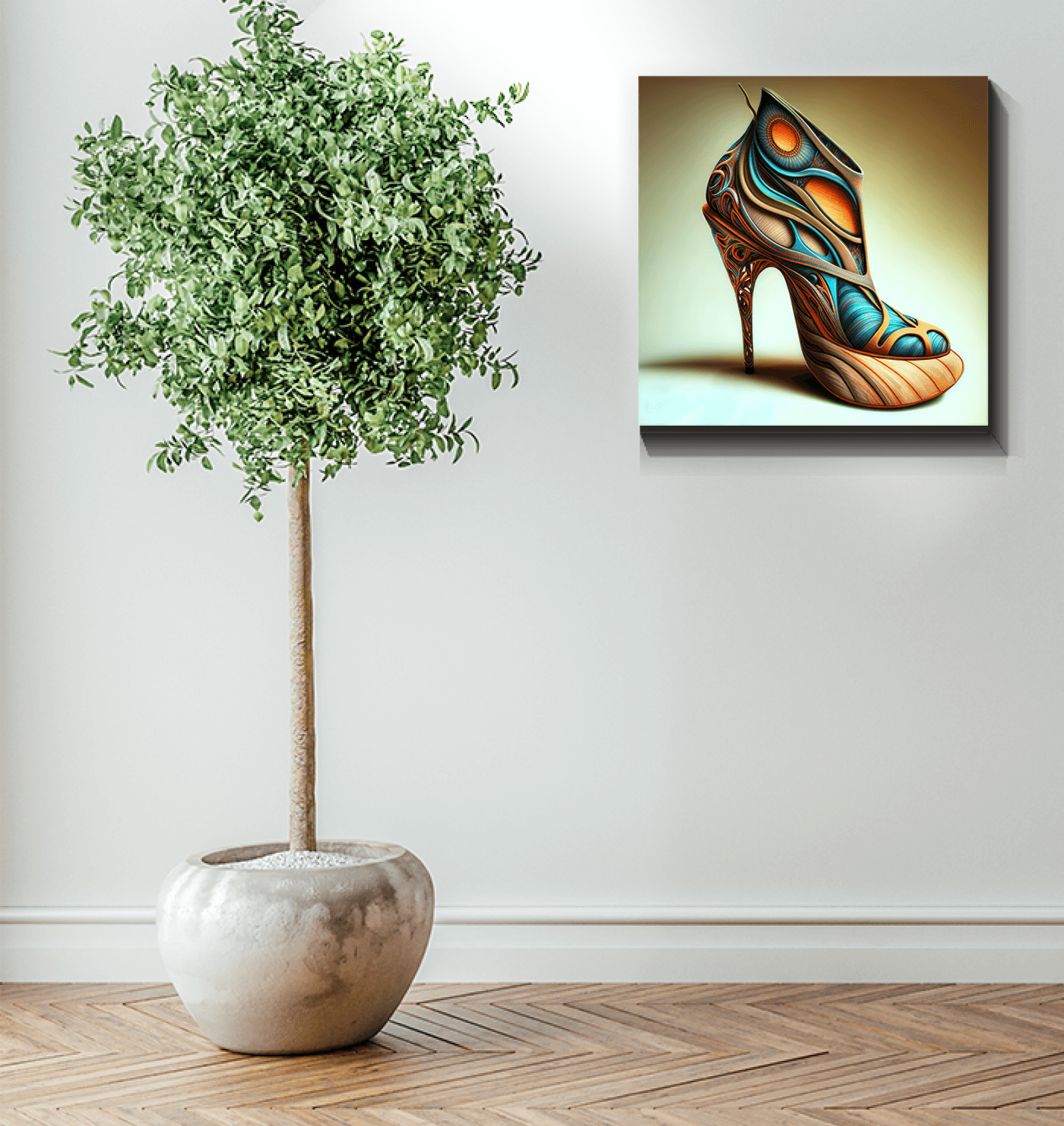 Abstract Fusion: Futuristic Shoe Wrapped Canvas - Beyond T-shirts