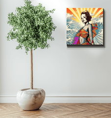 Surfing 5 27 Wrapped Canvas in a modern living space