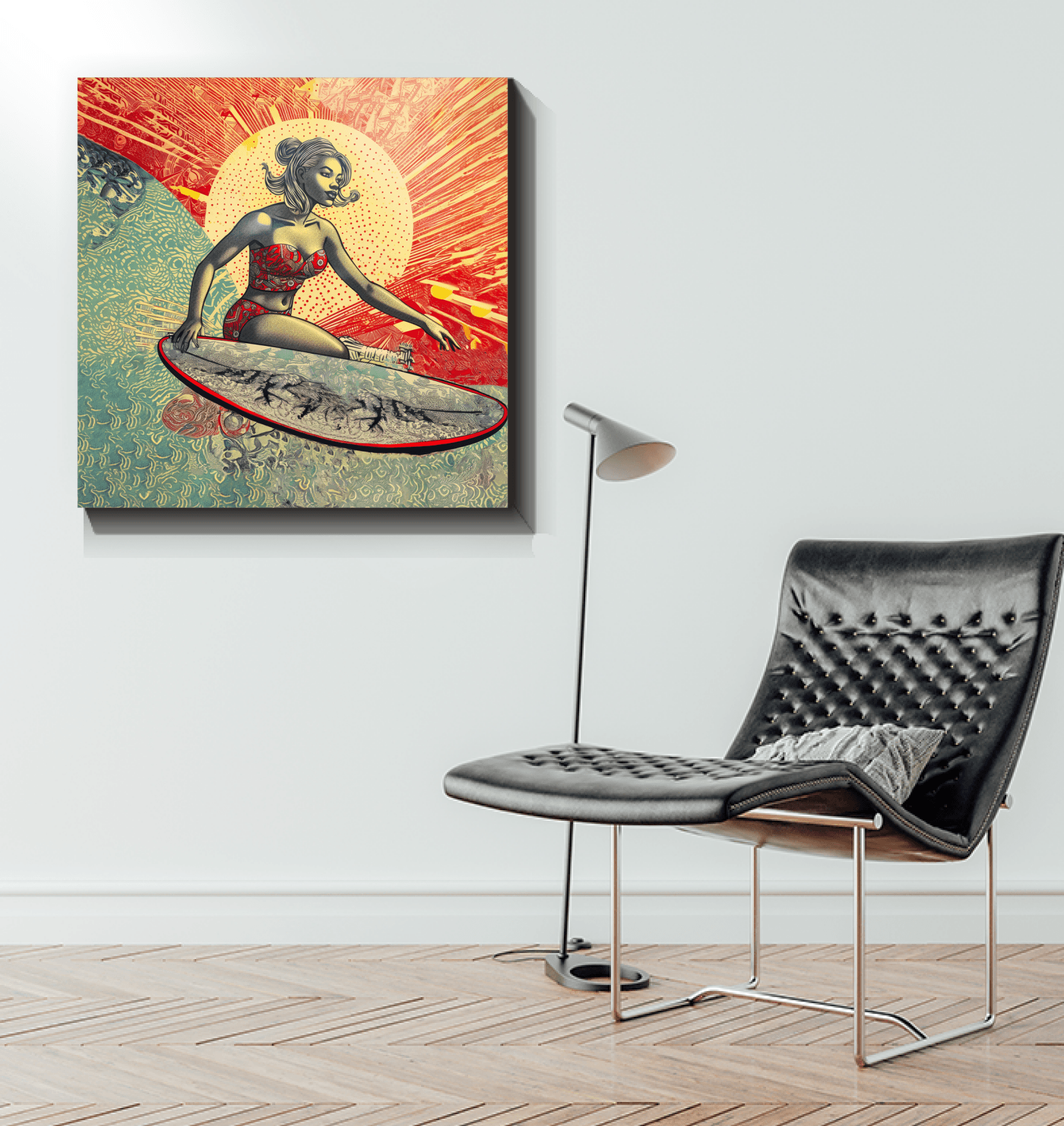 Surfing Sunset Canvas Art Print - Beyond T-shirts