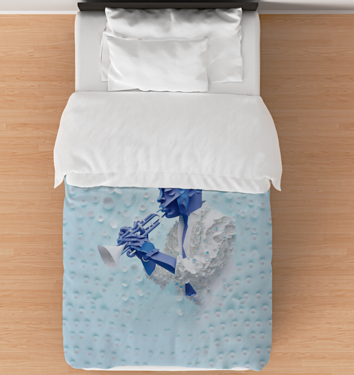 Elegant Folding Serenity Duvet Cover displayed on a neatly made bed, highlighting its tranquil design.