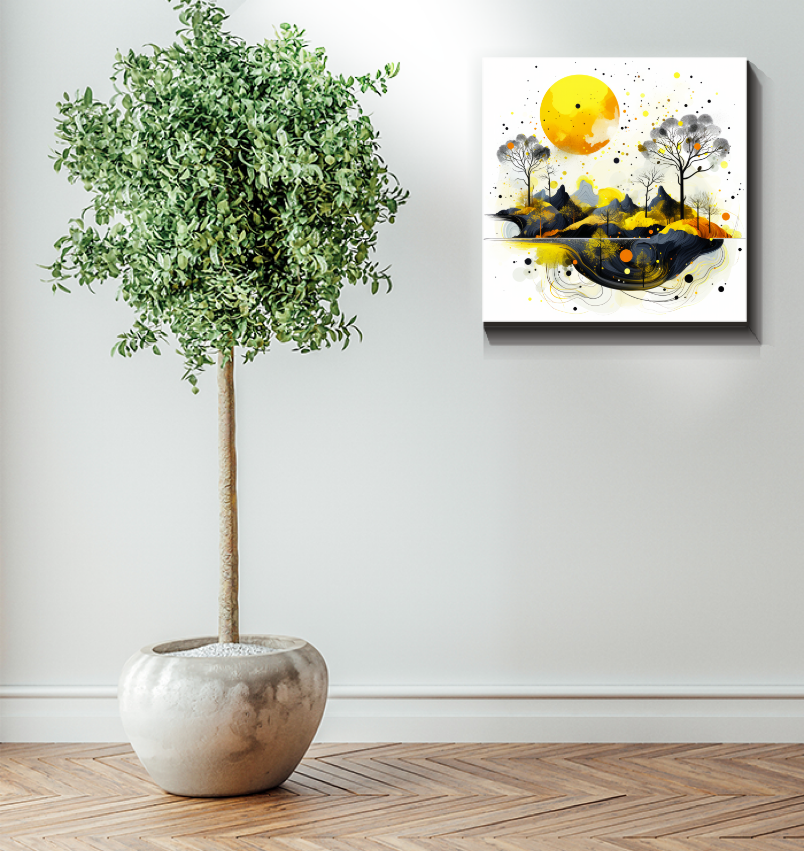 Serene Sunset Landscape Illustrated Canvas