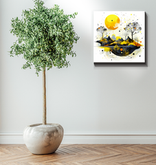Serene Sunset Landscape Illustrated Canvas