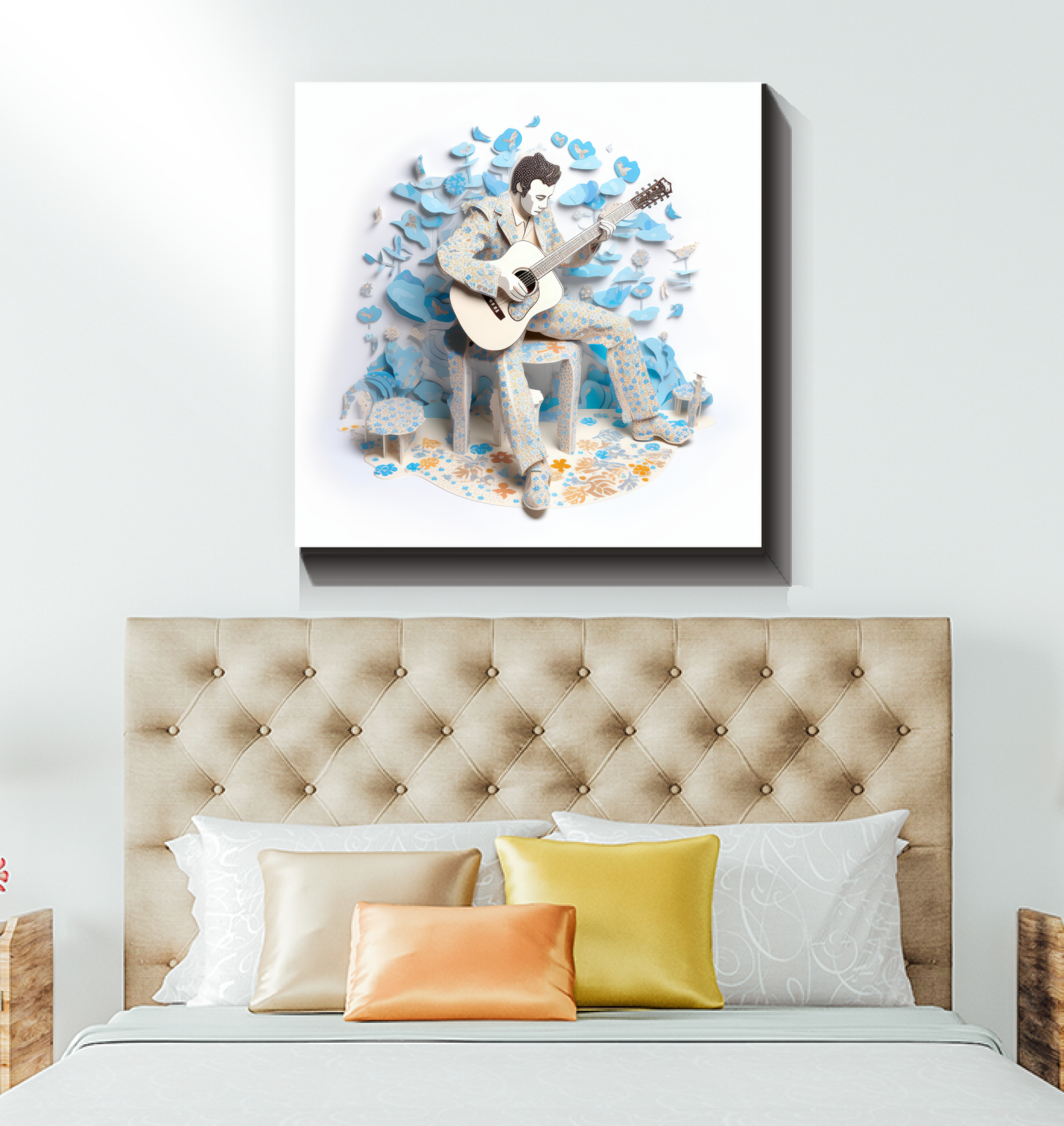 Serene Feathers Artwork Canvas for Bedroom Ambiance