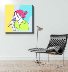 Girl Singing Line Art 1 Wrapped Canvas - Beyond T-shirts