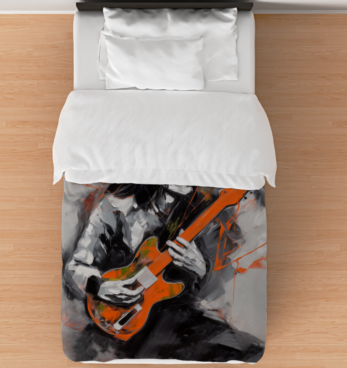 Subtle Horizon Comforter on Bed.