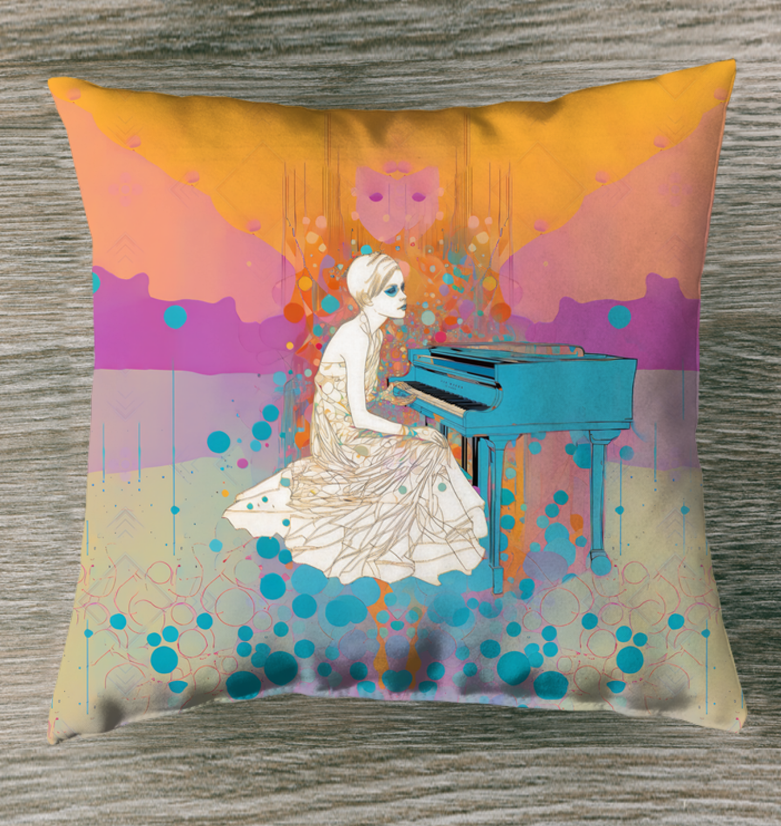 Vibrant flower patterns on a decorative indoor cushion.