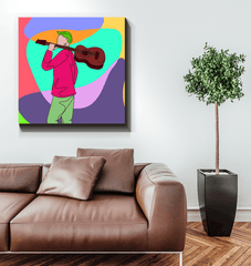 a man With A Guitar At Half Speed1 Wrapped Canvas - Beyond T-shirts