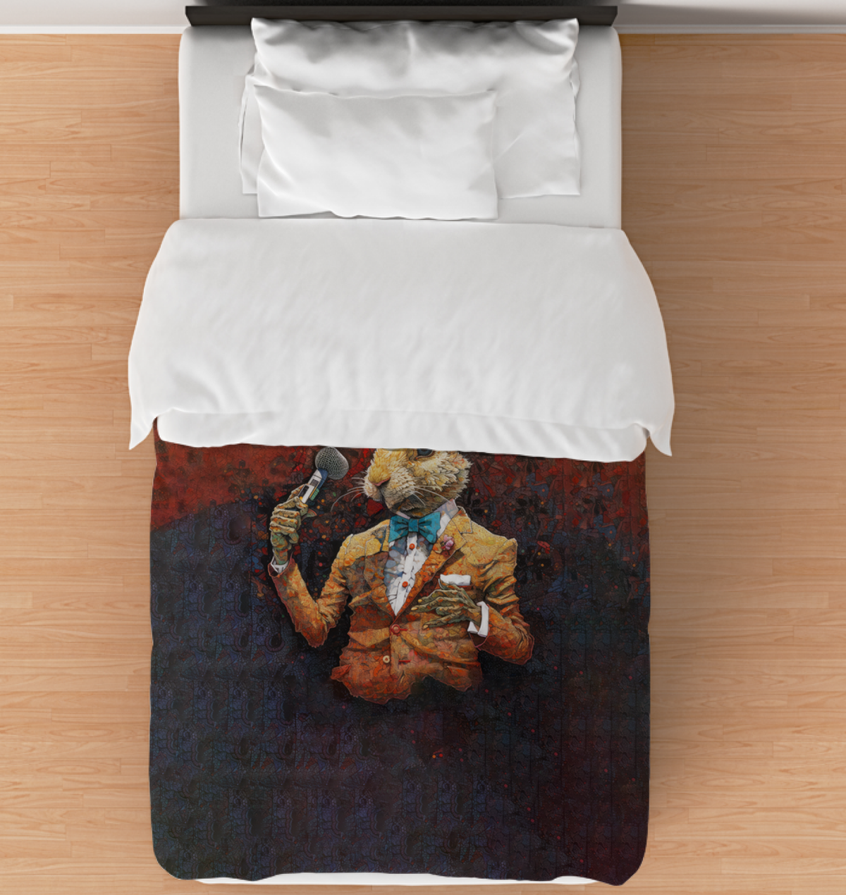 Whimsical Rabbit Dreams Duvet Cover on a neatly made bed