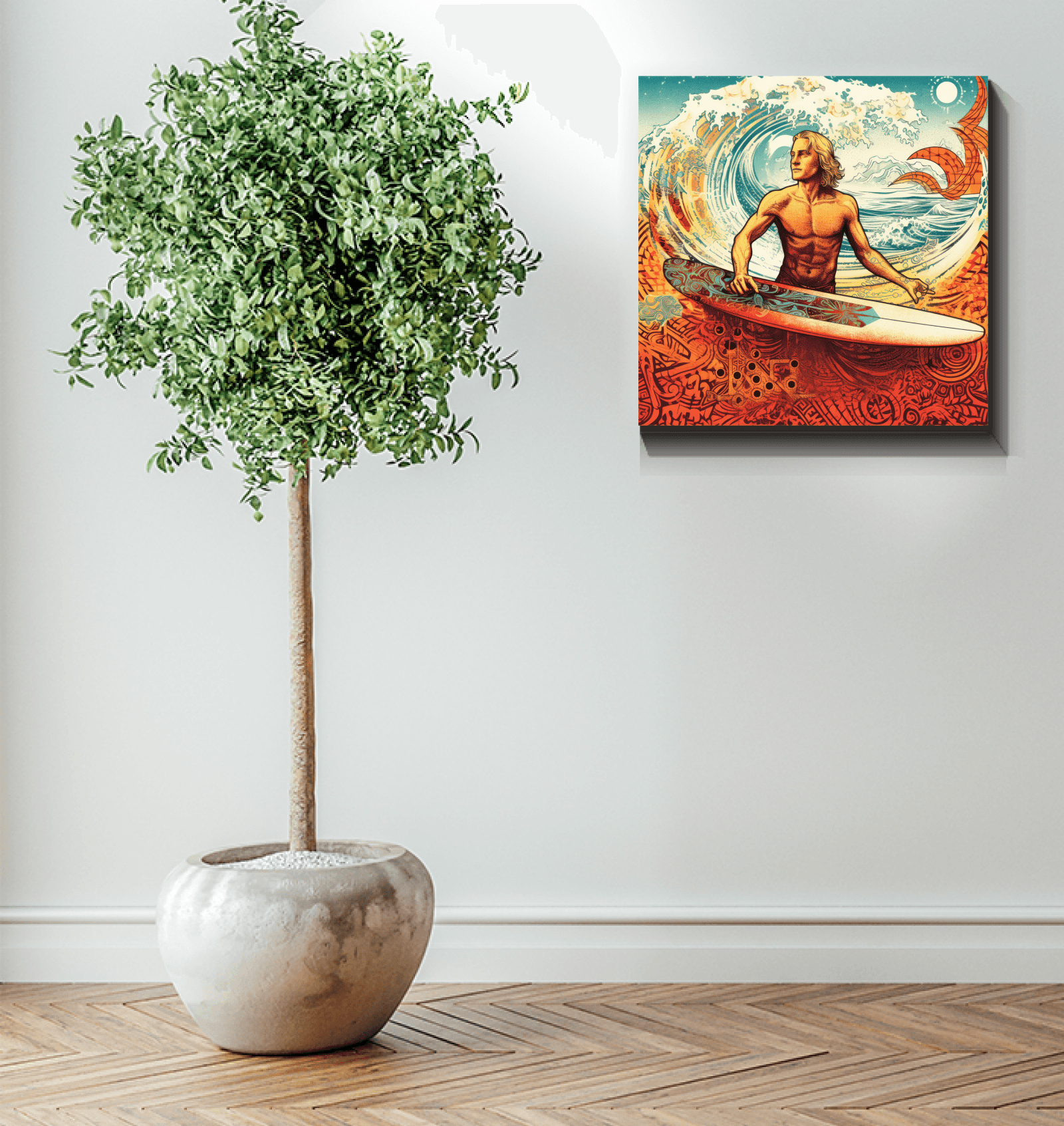 Surfing Symphony Canvas Art - Beyond T-shirts