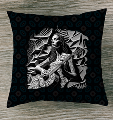 Virtuoso's Vignette decorative indoor pillow on a cozy sofa.