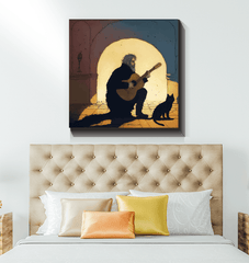 A view of SurArt 72 Wrapped Canvas from a comfortable reading nook, illustrating its ability to enhance personal spaces with art.