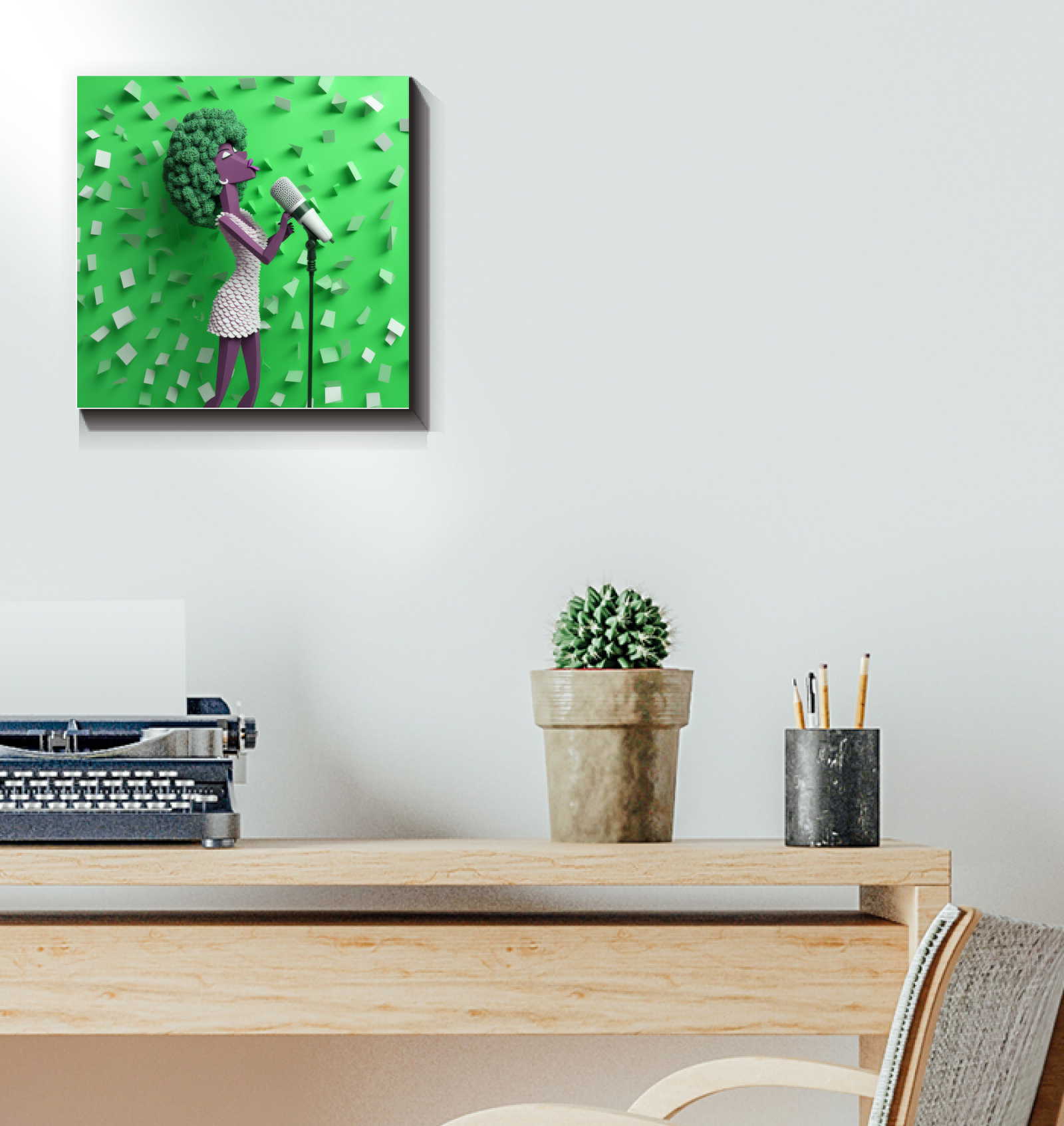 Star-patterned tapestry paper art on high-quality canvas.