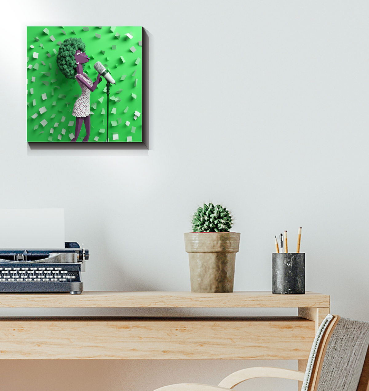 Star-patterned tapestry paper art on high-quality canvas.