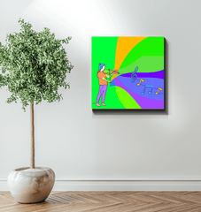 Lady Playing Violin Line Art Wrapped Canvas - Beyond T-shirts