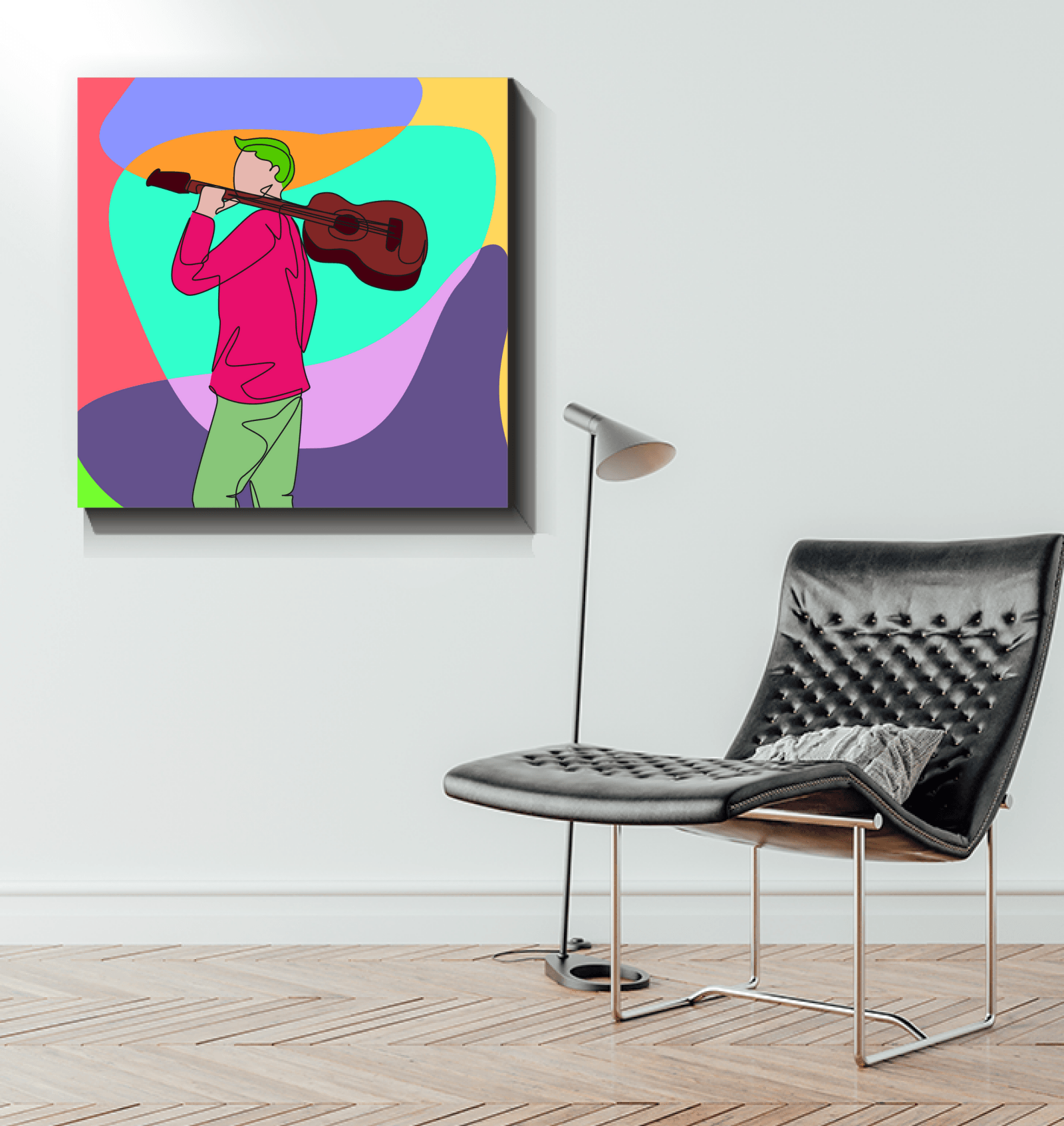 a man With A Guitar At Half Speed1 Wrapped Canvas - Beyond T-shirts