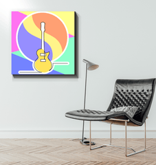 Guitar Line Art 1 Wrapped Canvas - Beyond T-shirts