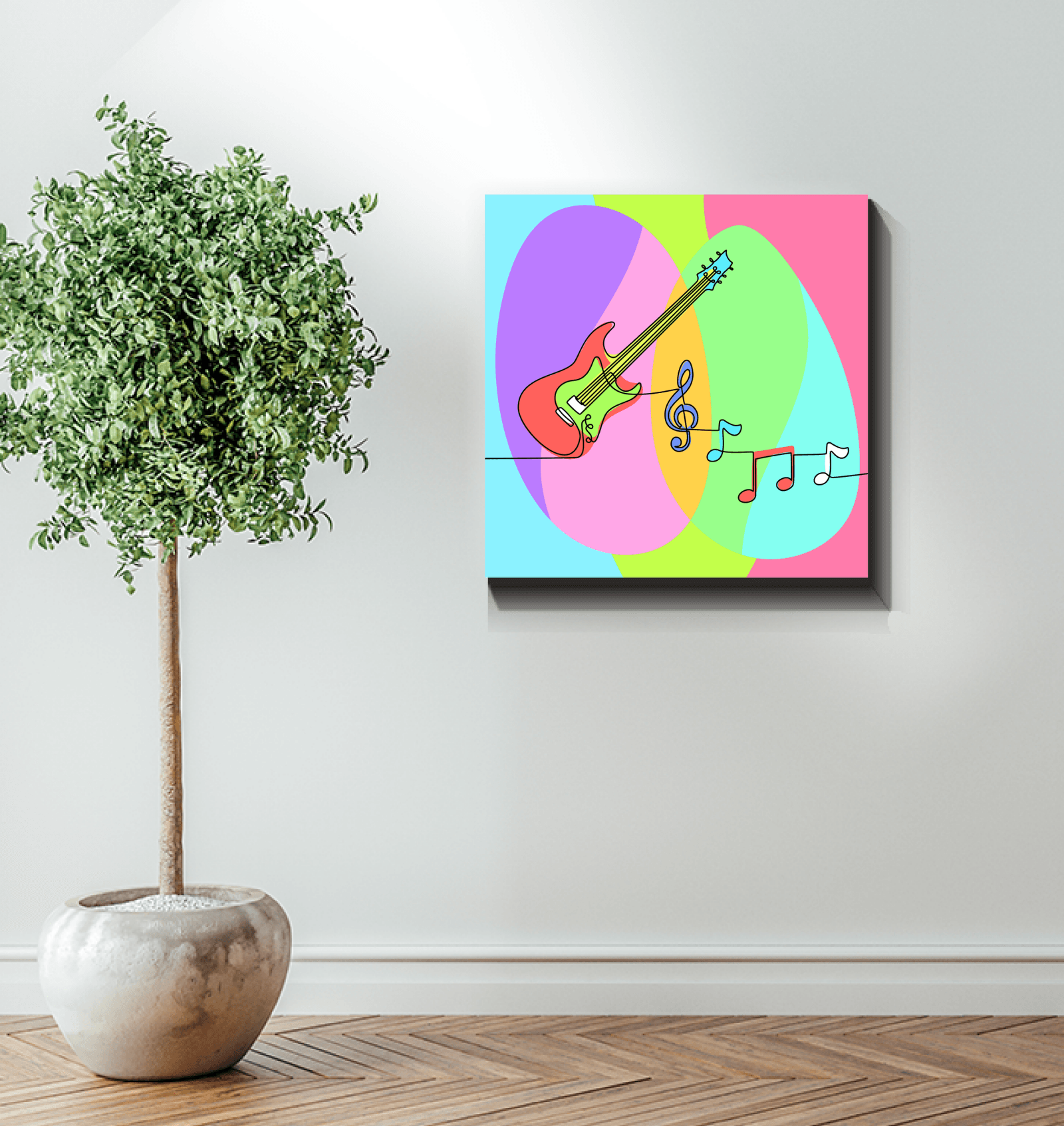 Guitar Line Art Wrapped Canvas - Beyond T-shirts