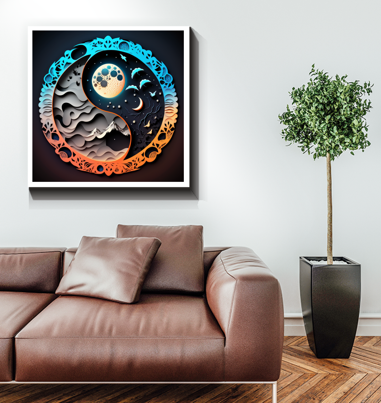 Serene polar scenery depicted on premium canvas.