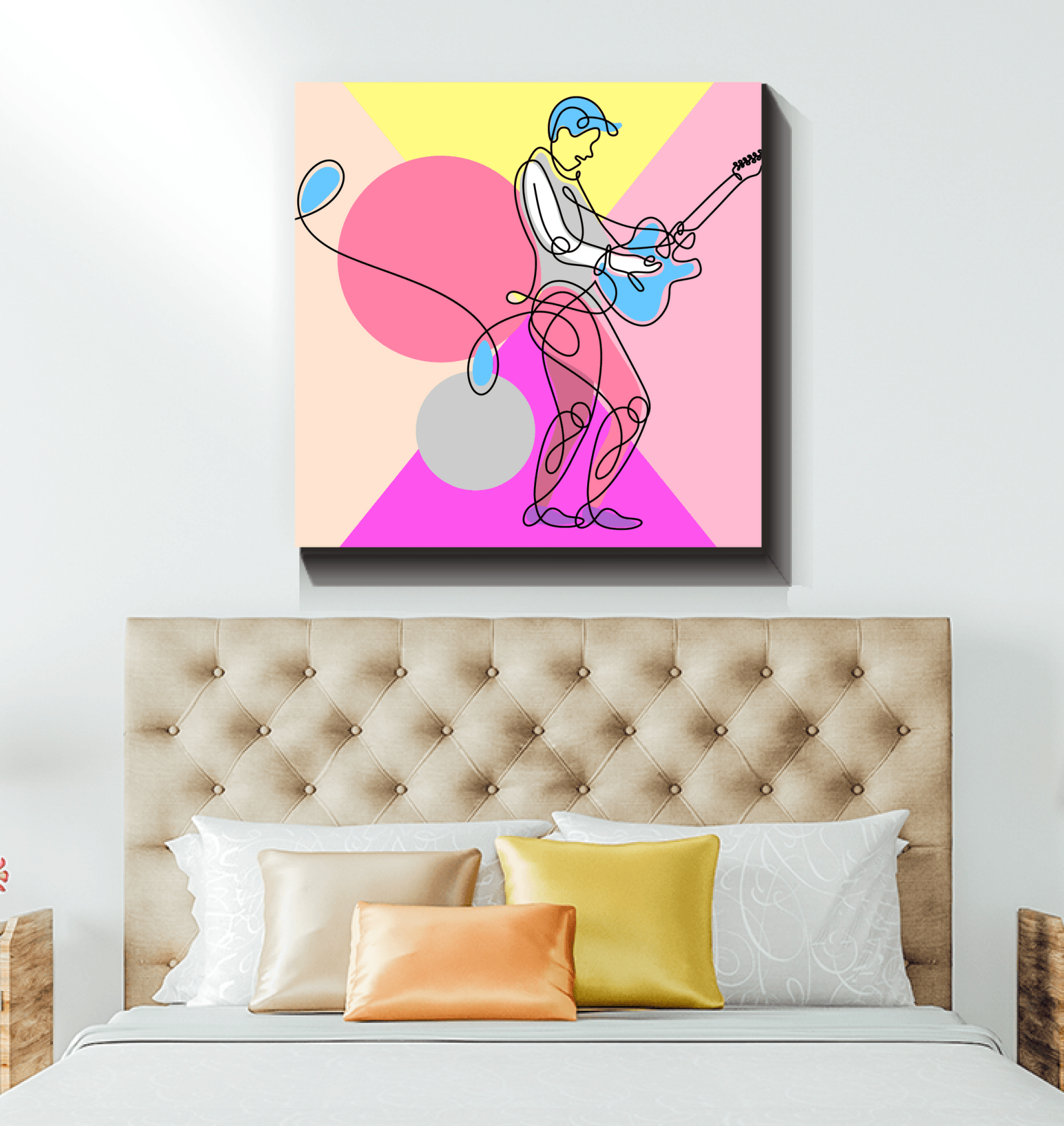 Guitar Line Art 4 Wrapped Canvas - Beyond T-shirts