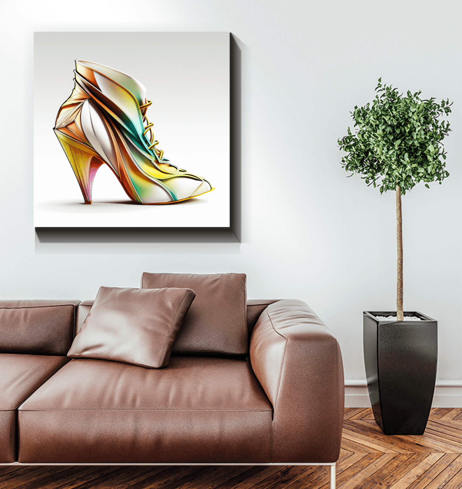 Futuristic Shoe Showcase - Wrapped Canvas Print - Beyond T-shirts