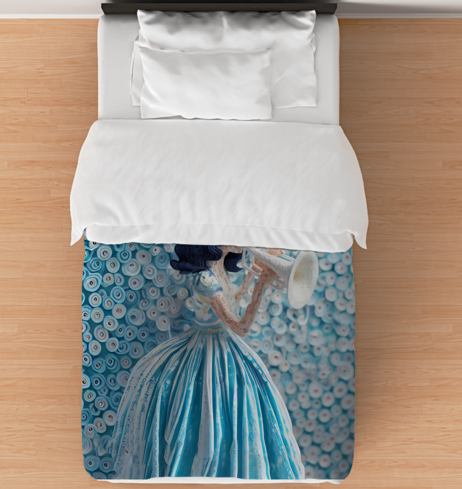 Duvet cover featuring kirigami mountain majesty design.