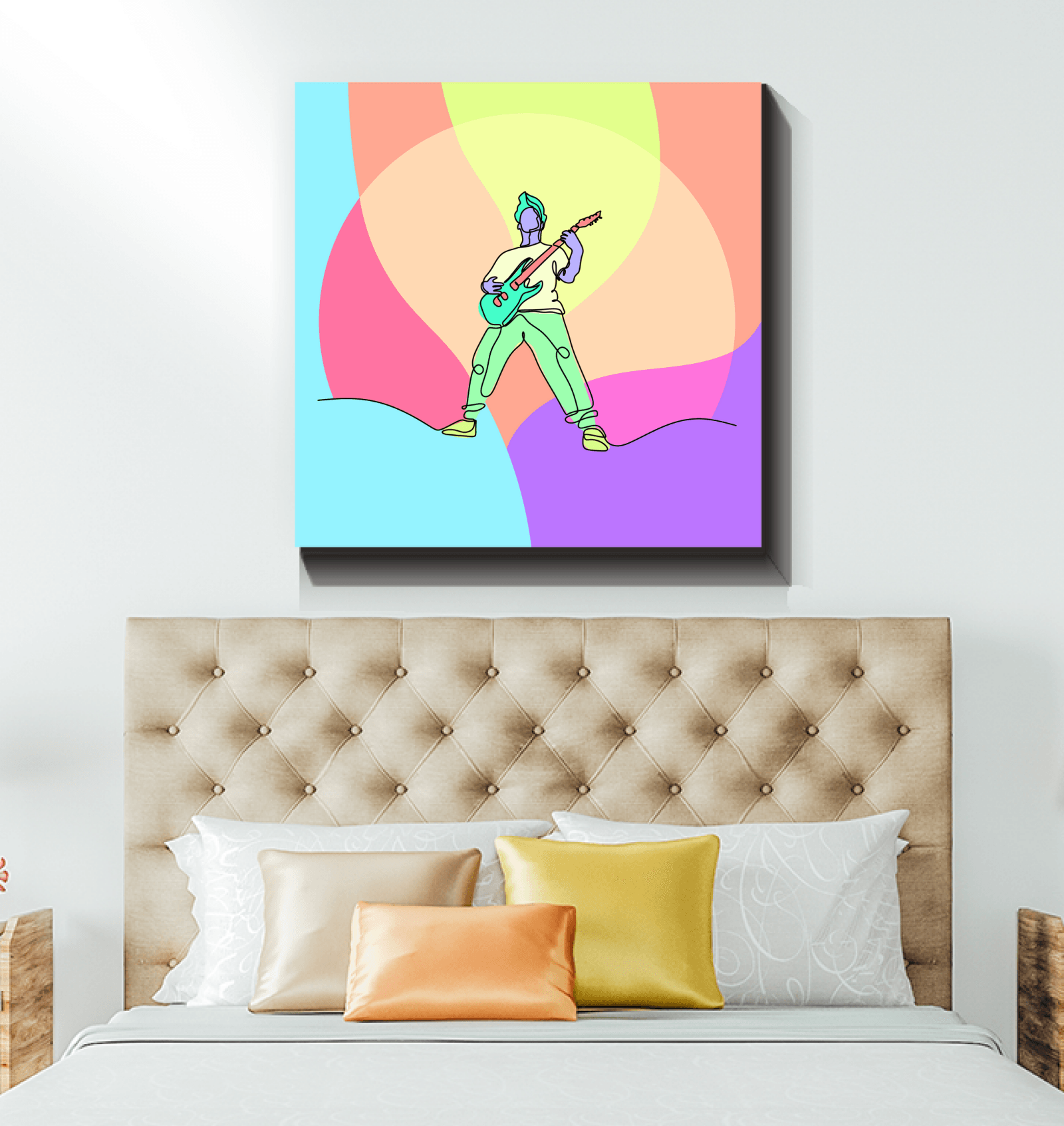 Boy Playing Guitar 1 Wrapped Canvas - Beyond T-shirts