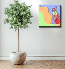 Contrabass Line Art 1 Wrapped Canvas - Beyond T-shirts