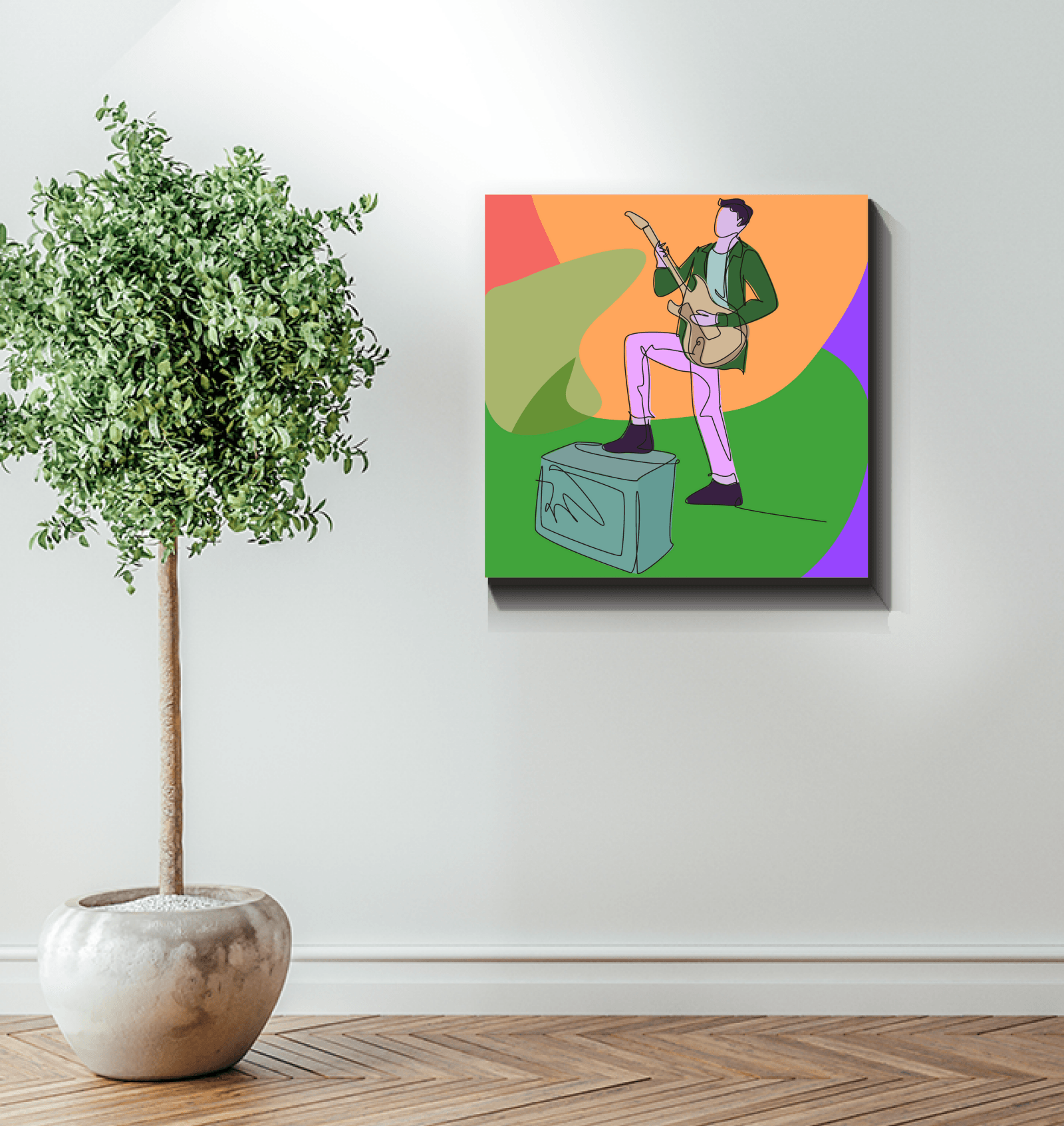 Guitar Player With A Combo Box1 Wrapped Canvas - Beyond T-shirts