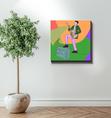 Guitar Player With A Combo Box1 Wrapped Canvas - Beyond T-shirts
