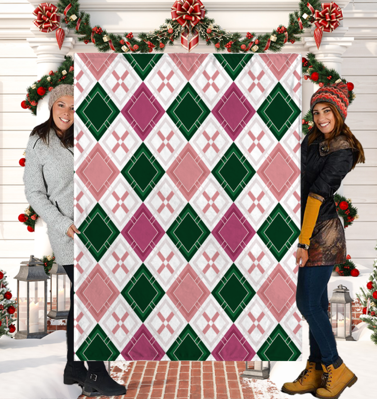 Diamond Mosaic Sherpa Blanket