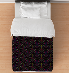 Modern Chevron pattern on a stylish duvet cover in a contemporary bedroom setting.