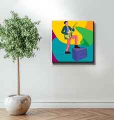 Guitar Player With A Combo Box1 Wrapped Canvas - Beyond T-shirts
