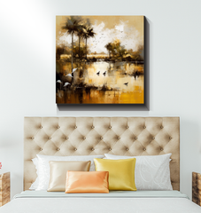 Starry Night Landscape Wrapped Canvas