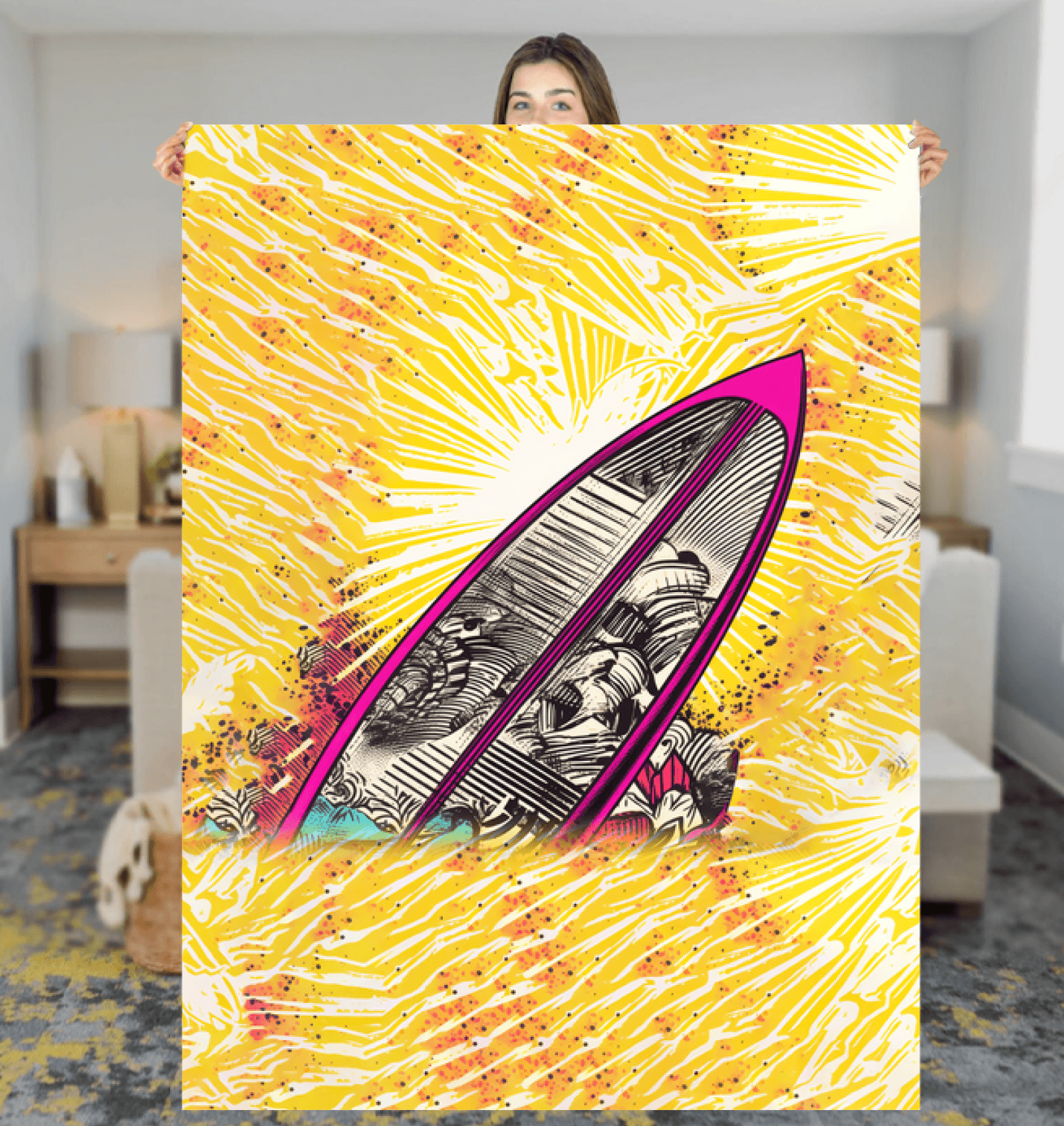 Surfing 5 35 Sherpa Blanket with Captivating Surf Design