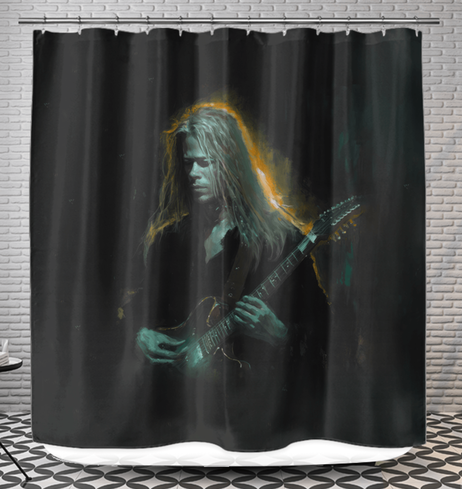 NS-816 elegant shower curtain showcasing waterproof feature and stylish pattern.