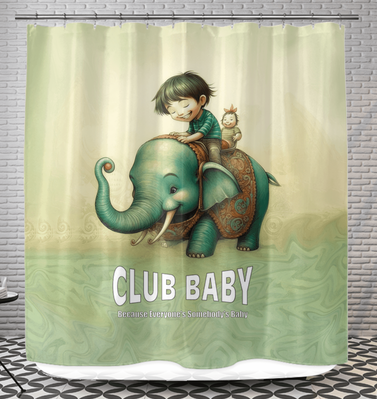 CB6-27 elegant shower curtain displayed in a modern bathroom setting.